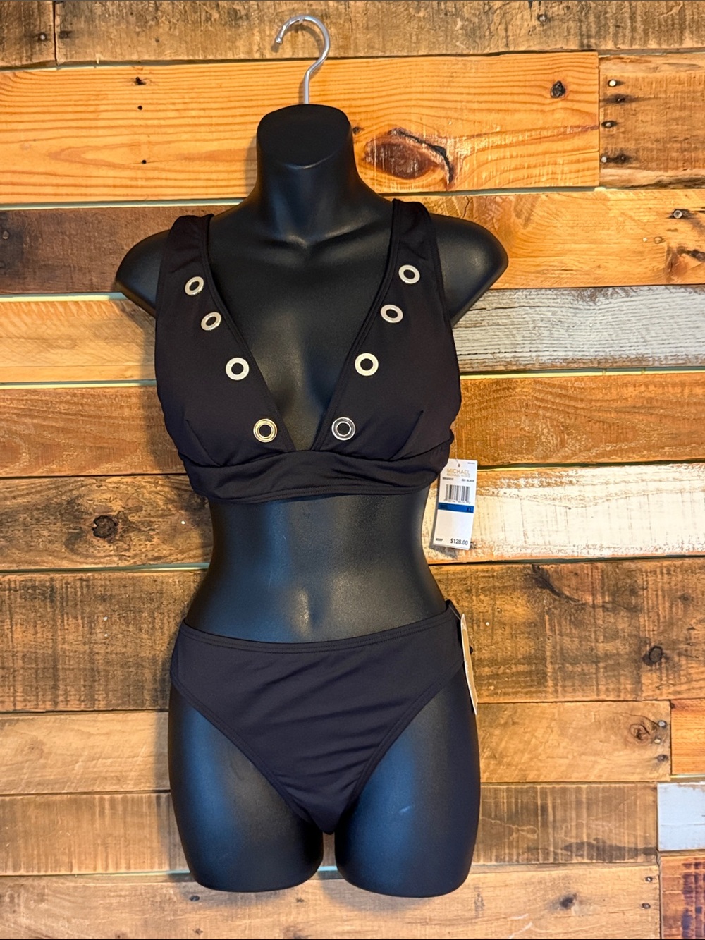 NWT Michael Kors Grommet V-Neck Bikini